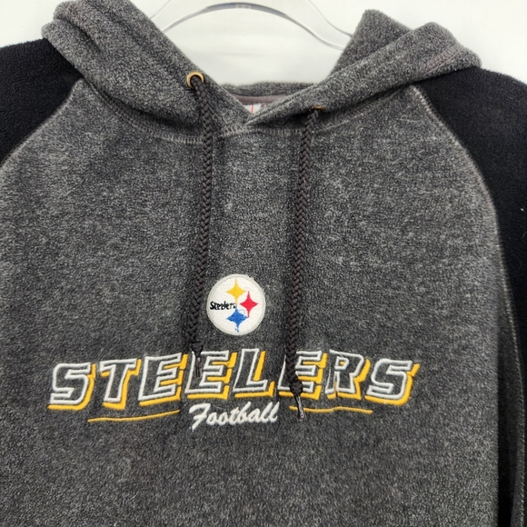 NFL Pittsburgh Steelers Fleece Pullover Hoodie Sweatshirt Size Large Gray Black - Picture 2 of 6